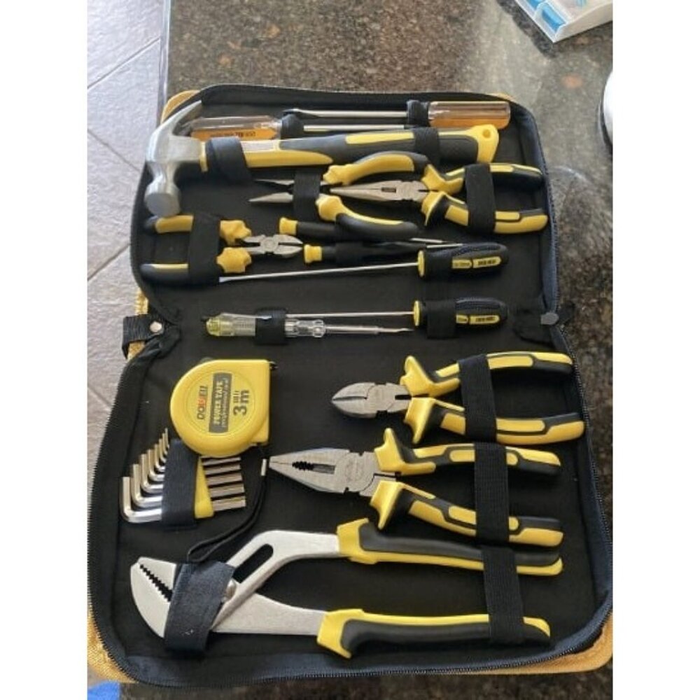 24 Pieces Homeowner Tool Set, Home Repair Hand Tool Kit with Portable Tool Bag